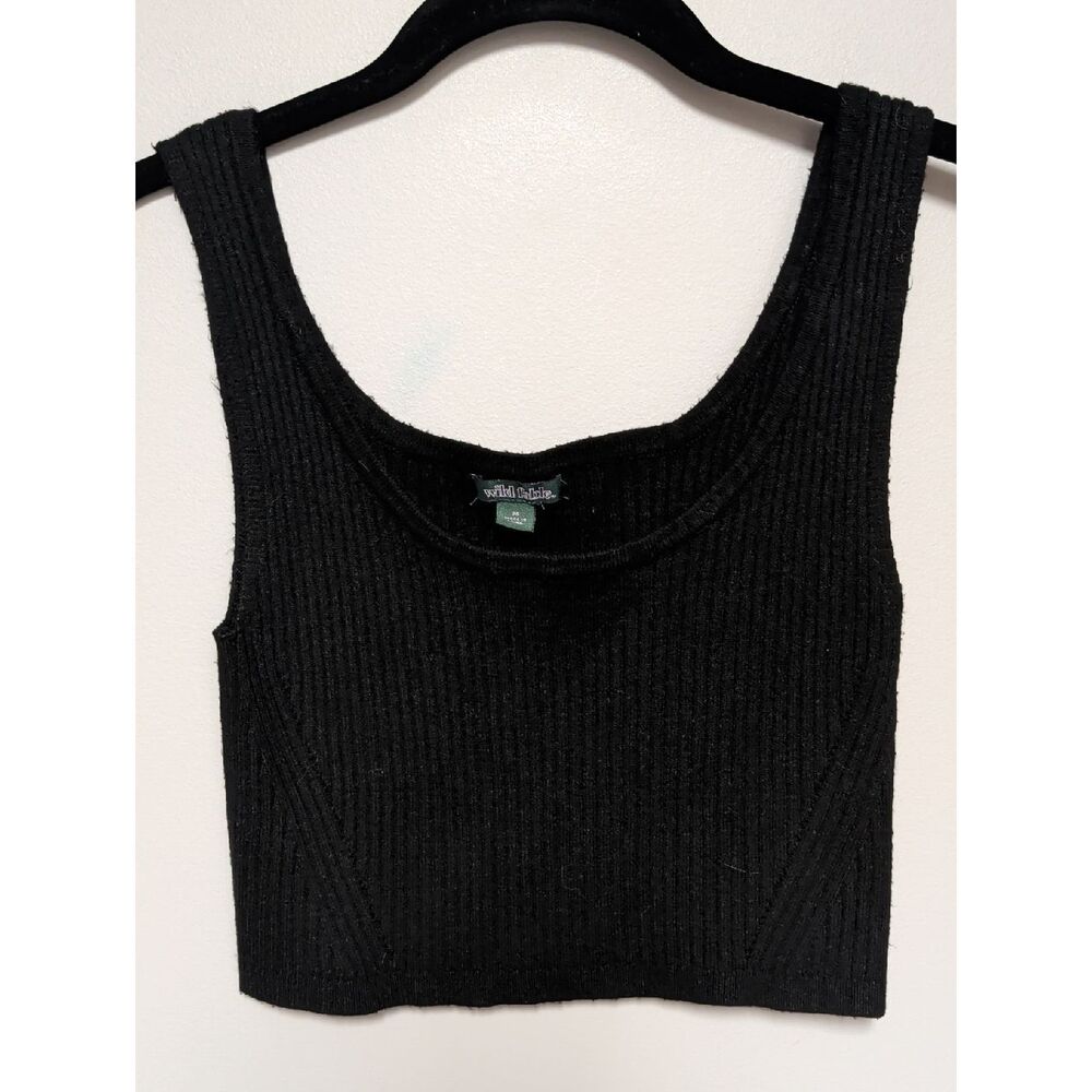 wild fable Black Ribbed Cropped Tank Top